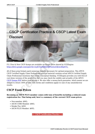 CSCP Certification Practice & CSCP Latest Exam Discount