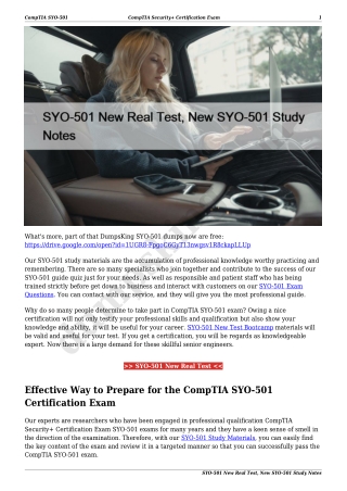 SYO-501 New Real Test, New SYO-501 Study Notes