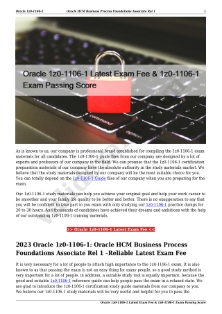 Oracle 1z0-1106-1 Latest Exam Fee & 1z0-1106-1 Exam Passing Score