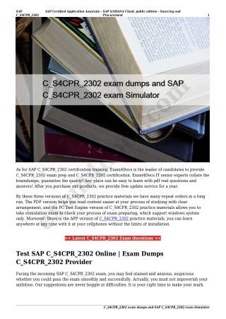 C_S4CPR_2302 exam dumps and SAP C_S4CPR_2302 exam Simulator