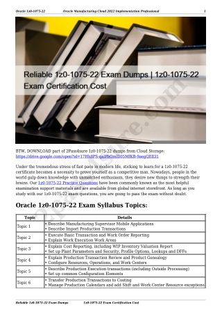 Reliable 1z0-1075-22 Exam Dumps | 1z0-1075-22 Exam Certification Cost