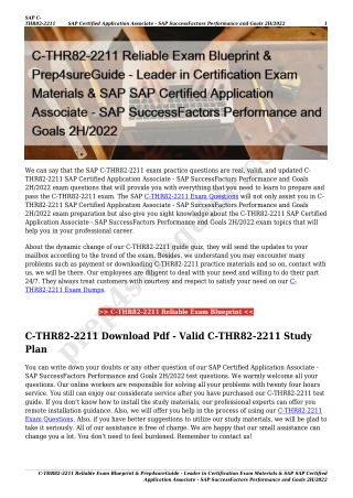 C-THR82-2211 Reliable Exam Blueprint & Prep4sureGuide - Leader in Certification Exam Materials & SAP SAP Certified Appli