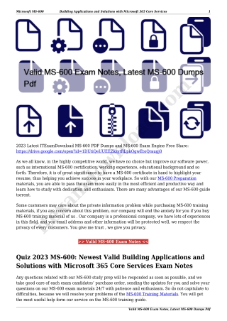 Valid MS-600 Exam Notes, Latest MS-600 Dumps Pdf