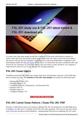 FSL-201 study vce & FSL-201 latest torrent & FSL-201 download vce
