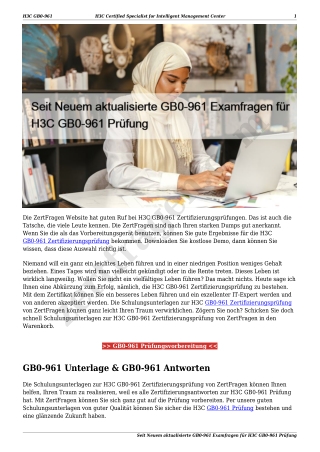 Seit Neuem aktualisierte GB0-961 Examfragen für H3C GB0-961 Prüfung
