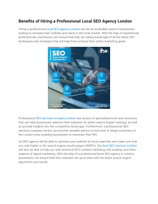 Benefits of Hiring a Professional Local SEO Agency London