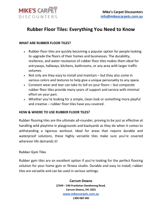 Rubber Floor Tiles Everything You Need to Know
