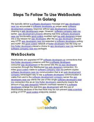 Steps To Follow To Use WebSockets In Golang