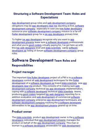 Structuring a Software Development Team Roles and Expectations