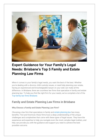 Brisbane's Top 5 Family and Estate Planning Law Firms