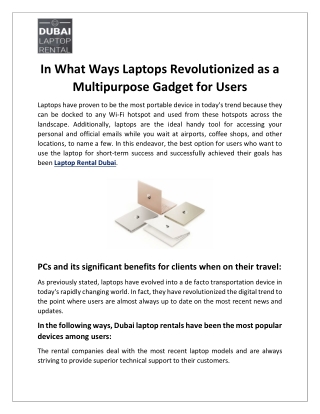 In What Ways Laptops Revolutionized as a Multipurpose Gadget for Users?