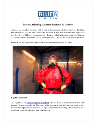 Factors Affecting Asbestos Removal in London