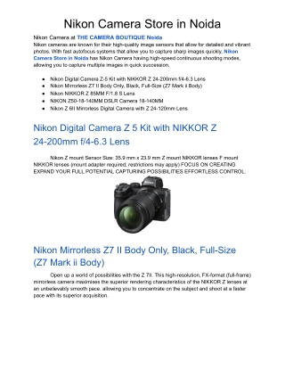 Nikon Camera Store in Noida