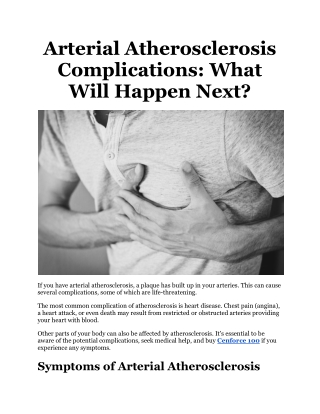 Arterial Atherosclerosis Complications What Will Happen