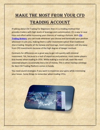 Make the Most from Your CFD Trading Account
