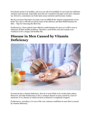 Best Multi Vitamins for Men - Tips for Choosing the Best One