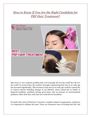 How to Know If You Are the Right Candidate for PRP Hair Treatment?