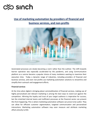 Use of marketing automation by providers of financial and business services