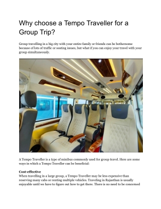 Why to choose Tempo Traveller for a Group Trip