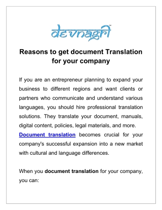 Reasons to get document Translation for your company