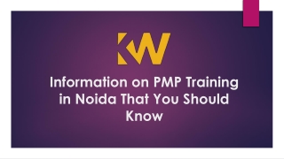 Information on PMP Training in Noida That You Should Know