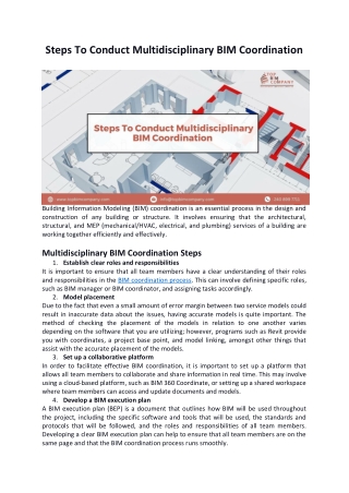 Steps To Conduct Multidisciplinary BIM Coordination