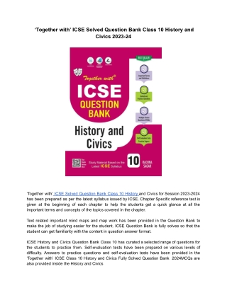 Together with’ ICSE Class 10 History and Civics Fully Solved Question Bank 2024