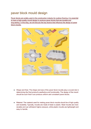 paver block mould design