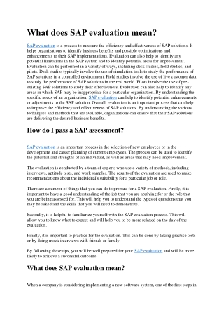 SAP Evaluation Decatur, Atlanta and Marietta-30067 | SAP Evaluation, LLC