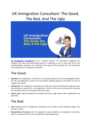 UK Immigration Consultant The Good, The Bad, And The Ugly