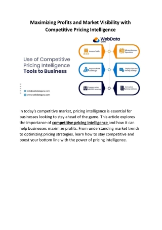 Maximizing Profits and Market Visibility with Competitive Pricing Intelligence