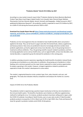 “Probiotics Market” Worth $75.9 Billion by 2027