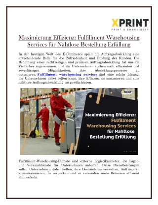 Maximierung Effizienz: Fulfillment Warehousing Services für Nahtlose Bestellung