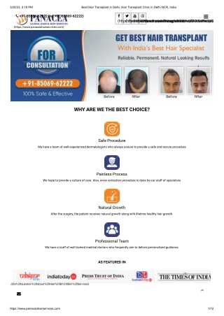 Best Hair Transplant in Delhi, Hair Transplant Clinic in Delhi NCR, India