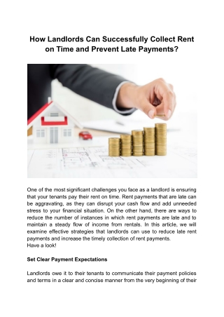 How Landlords Can Successfully Collect Rent on Time and Prevent Late Payments