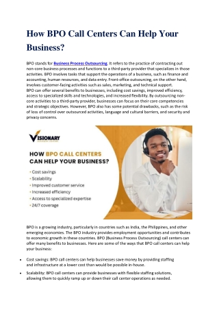 How BPO Call Centers Can Help Your Business