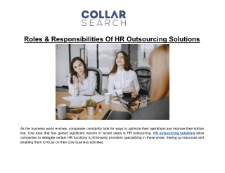 Roles & Responsibilities Of HR Outsourcing Solutions