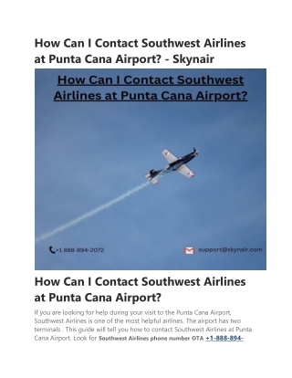 How Can I Contact Southwest Airlines at Punta Cana Airport