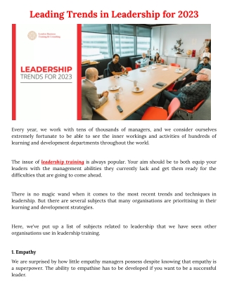 Leading Trends in Leadership for 2023