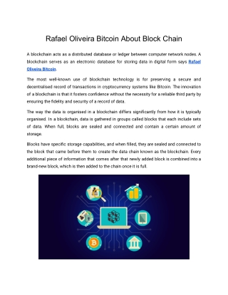 Rafael Oliveira | Know About Block Chain