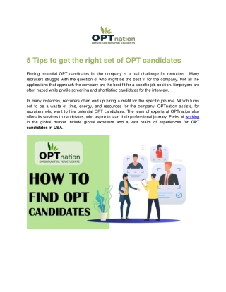 5 Tips to Get the Right Set of OPT Candidates | OPTnation