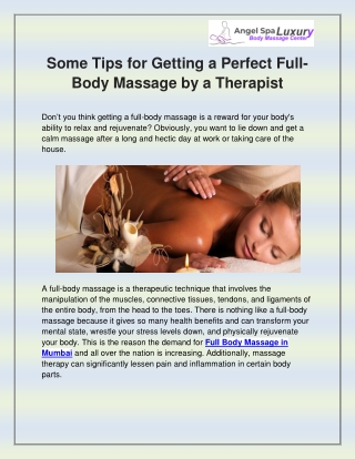 Full Body Massage in Mumbai