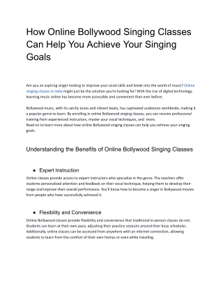 How Online Bollywood Singing Classes Can Help You Achieve Your Singing Goals