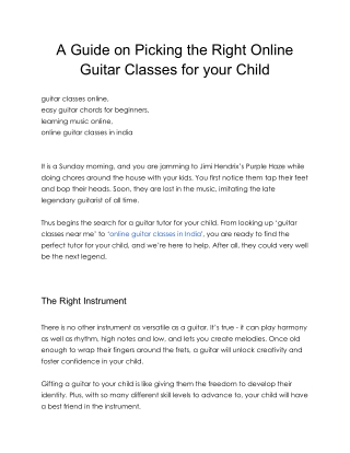 A Guide on Picking the Right Online Guitar Classes for your Child