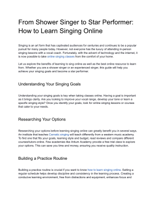 From Shower Singer to Star Performer: How to Learn Singing Online