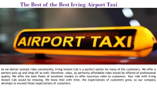 The Best of the Best Irving Airport Taxi