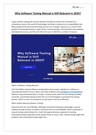 Why Software Testing Manual is Still Relevant in 2023