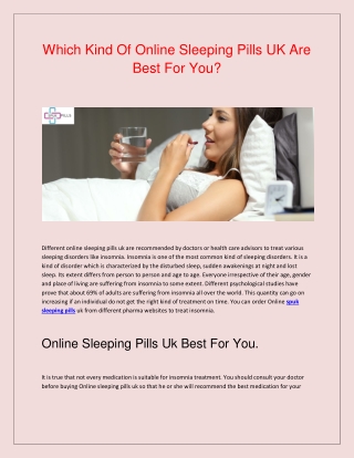 Which kind of online sleeping pills UK are best for you