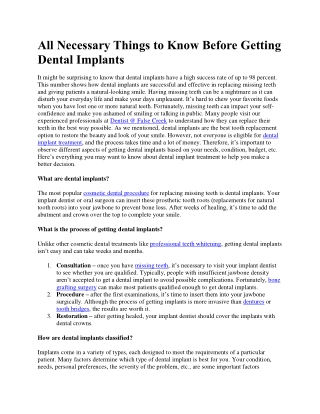 All Necessary Things to Know Before Getting Dental Implants