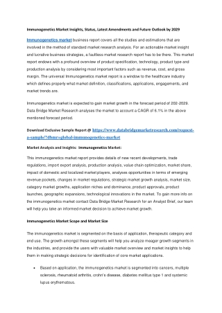 Immunogenetics Market Insights, Status, Latest Amendments and Future Outlook by 2029